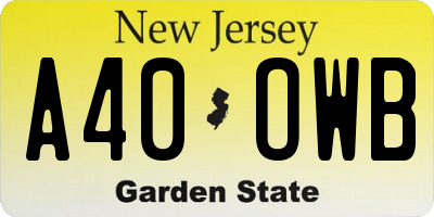 NJ license plate A40OWB