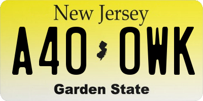 NJ license plate A40OWK