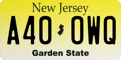 NJ license plate A40OWQ