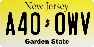 NJ license plate A40OWV