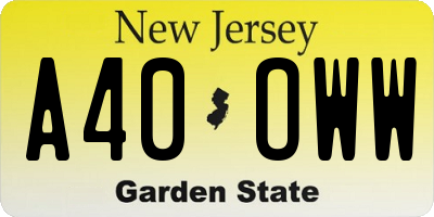 NJ license plate A40OWW