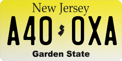 NJ license plate A40OXA