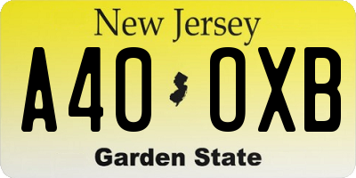 NJ license plate A40OXB