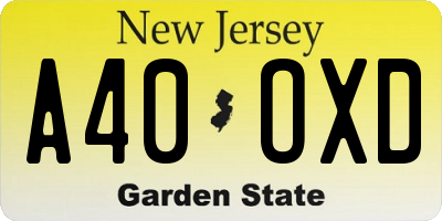 NJ license plate A40OXD