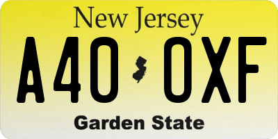 NJ license plate A40OXF