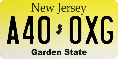 NJ license plate A40OXG
