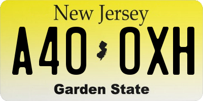 NJ license plate A40OXH