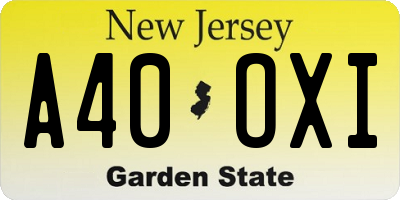 NJ license plate A40OXI