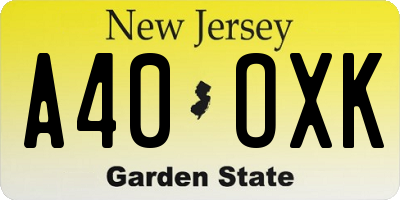 NJ license plate A40OXK