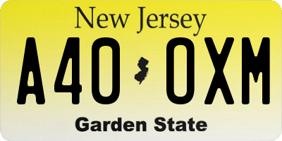 NJ license plate A40OXM