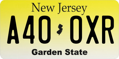 NJ license plate A40OXR