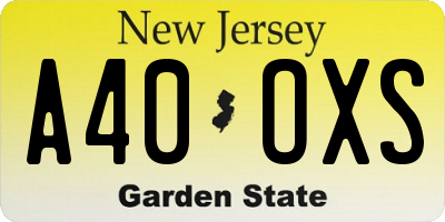 NJ license plate A40OXS
