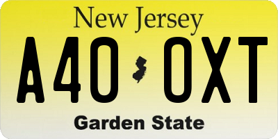 NJ license plate A40OXT