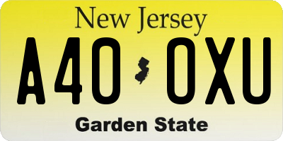 NJ license plate A40OXU