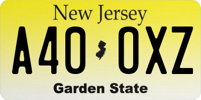 NJ license plate A40OXZ