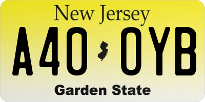 NJ license plate A40OYB