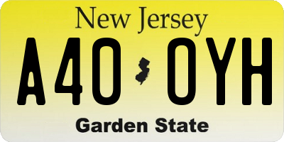 NJ license plate A40OYH