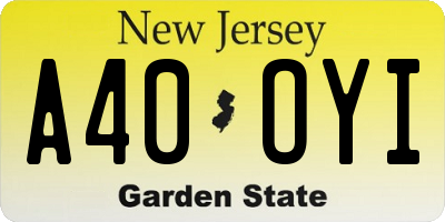 NJ license plate A40OYI