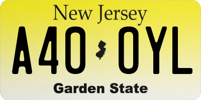 NJ license plate A40OYL