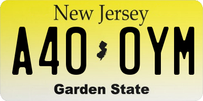 NJ license plate A40OYM