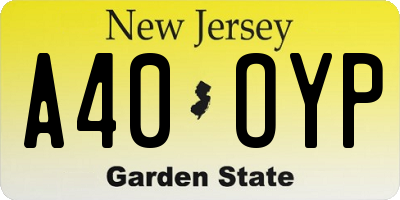 NJ license plate A40OYP