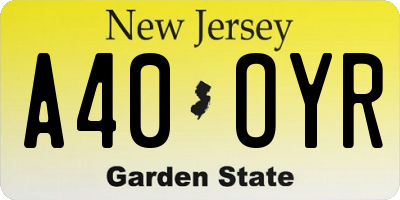 NJ license plate A40OYR