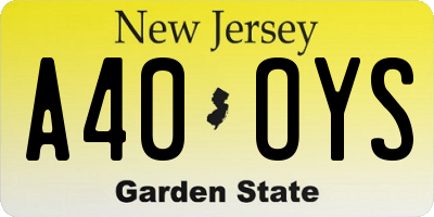 NJ license plate A40OYS