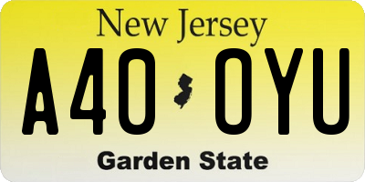 NJ license plate A40OYU