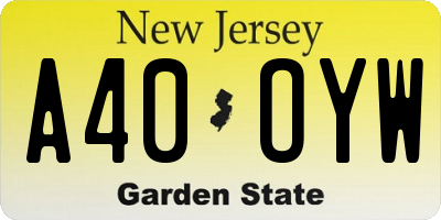 NJ license plate A40OYW