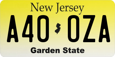 NJ license plate A40OZA
