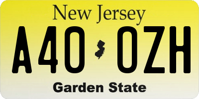 NJ license plate A40OZH