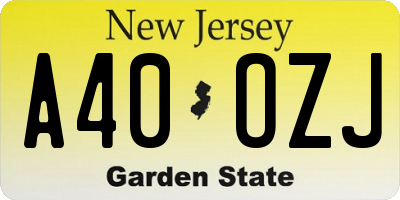 NJ license plate A40OZJ