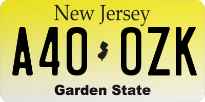 NJ license plate A40OZK