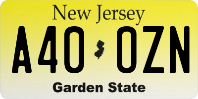 NJ license plate A40OZN