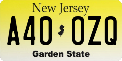 NJ license plate A40OZQ