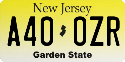 NJ license plate A40OZR