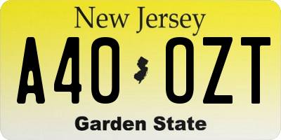 NJ license plate A40OZT