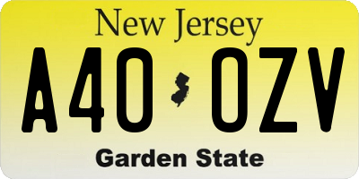 NJ license plate A40OZV