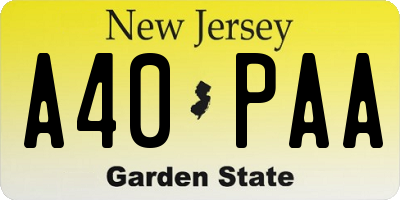 NJ license plate A40PAA