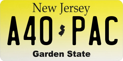 NJ license plate A40PAC