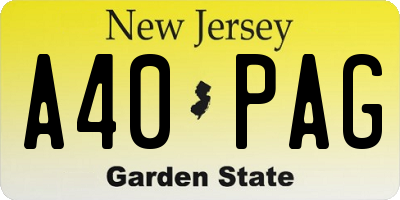 NJ license plate A40PAG