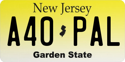 NJ license plate A40PAL