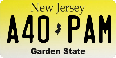 NJ license plate A40PAM