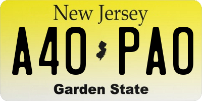 NJ license plate A40PAO