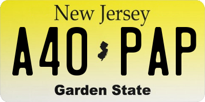 NJ license plate A40PAP