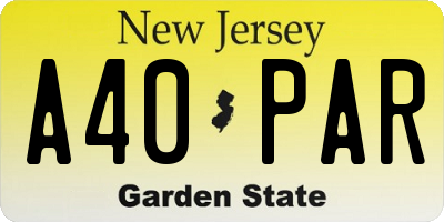 NJ license plate A40PAR