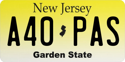 NJ license plate A40PAS