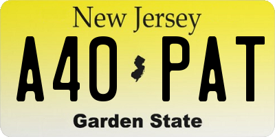 NJ license plate A40PAT