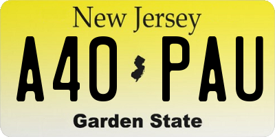 NJ license plate A40PAU