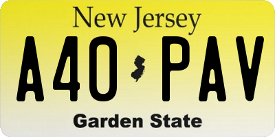 NJ license plate A40PAV